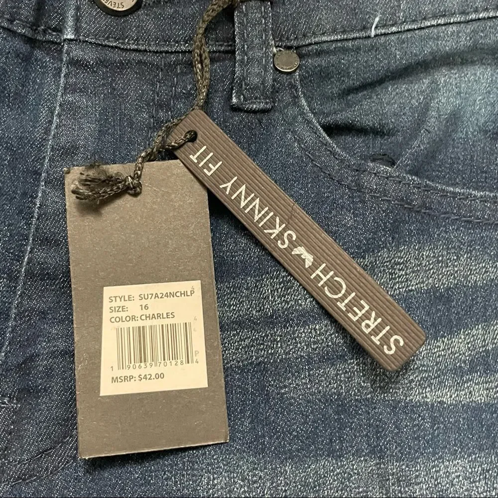 NWT Steve’s Jeans Moto Skinny Jeans Dark Wash Color Is Called Charles Size 16